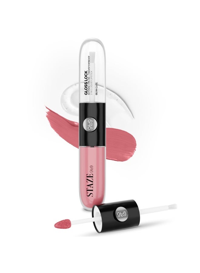 Staze 9to9 Gloss Lock 2-In-1 Liquid Lipstick | Lip Gloss For Long-Lasting Fuller & Plump Lips|Transfer-Proof & 12h Long Stay with Intense Color Payoff|Lightweight & Comfortable|01 I'm Cute|7g - Image 1